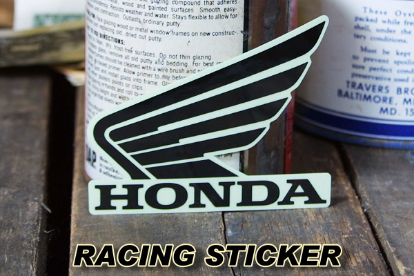アメリカ雑貨通販 フィフティファイブ ホンダ 羽ロゴ フィルム ステッカー Honda バイク 黒 左向