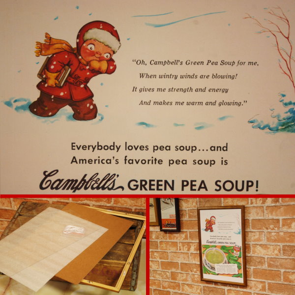 キャンベル グリーンピーススープ ミニポスター B5額縁付き 複製広告 ◆ キャンベルキッズ FB5-250