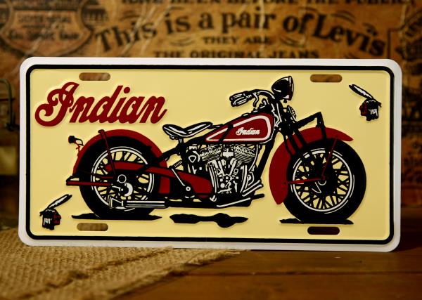 アメリカ雑貨通販 フィフティファイブ Indian Motorcycle プレート インディアン バイクイラスト